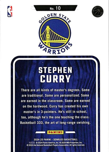 2024 Panini Donruss Hardwood Masters Stephen Curry #10 Golden State Warriors