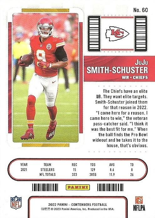 2022 Panini Contenders JuJu Smith-Schuster #60 Kansas City Chiefs