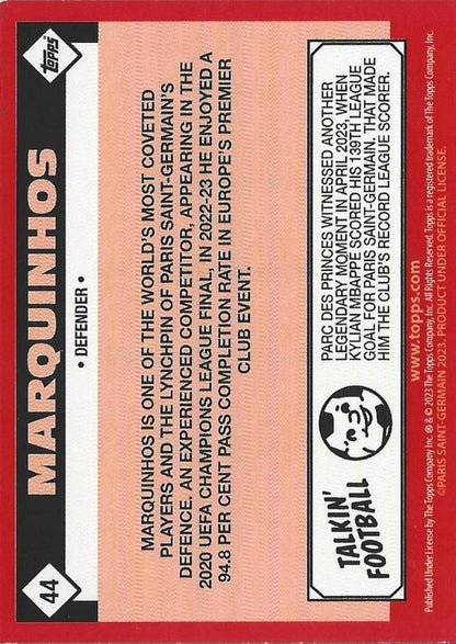 2022 Topps PSG Team Set Marquinhos #44 Paris Saint-Germain