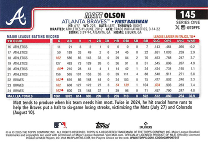2025 Topps Series 1 Matt Olson Atlanta Braves #145