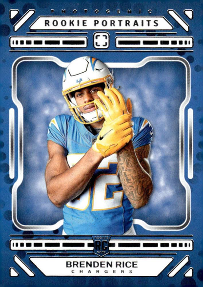2024 Panini Photogenic Portrait RC Brenden Rice #192 Los Angeles Chargers