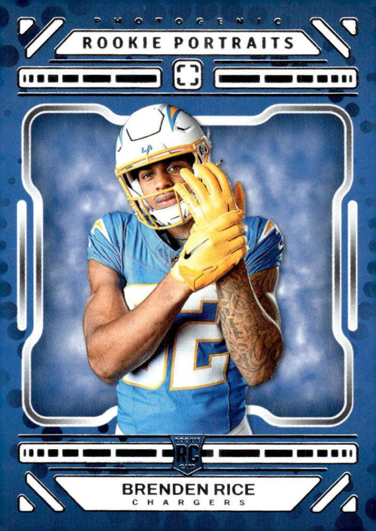 2024 Panini Photogenic Portrait RC Brenden Rice #192 Los Angeles Chargers