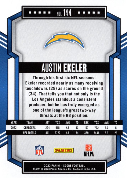 2023 Panini Score Football Austin Ekeler Los Angeles Chargers #144