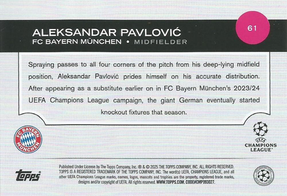 2024 Topps UCC Aleksandar Pavlović ASR Future Stars #61 FC Bayern Munchen