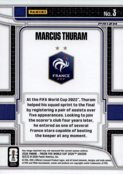 2026 Panini Prizm World Cup Silver Scorers Club Marcus Thuram #3 France