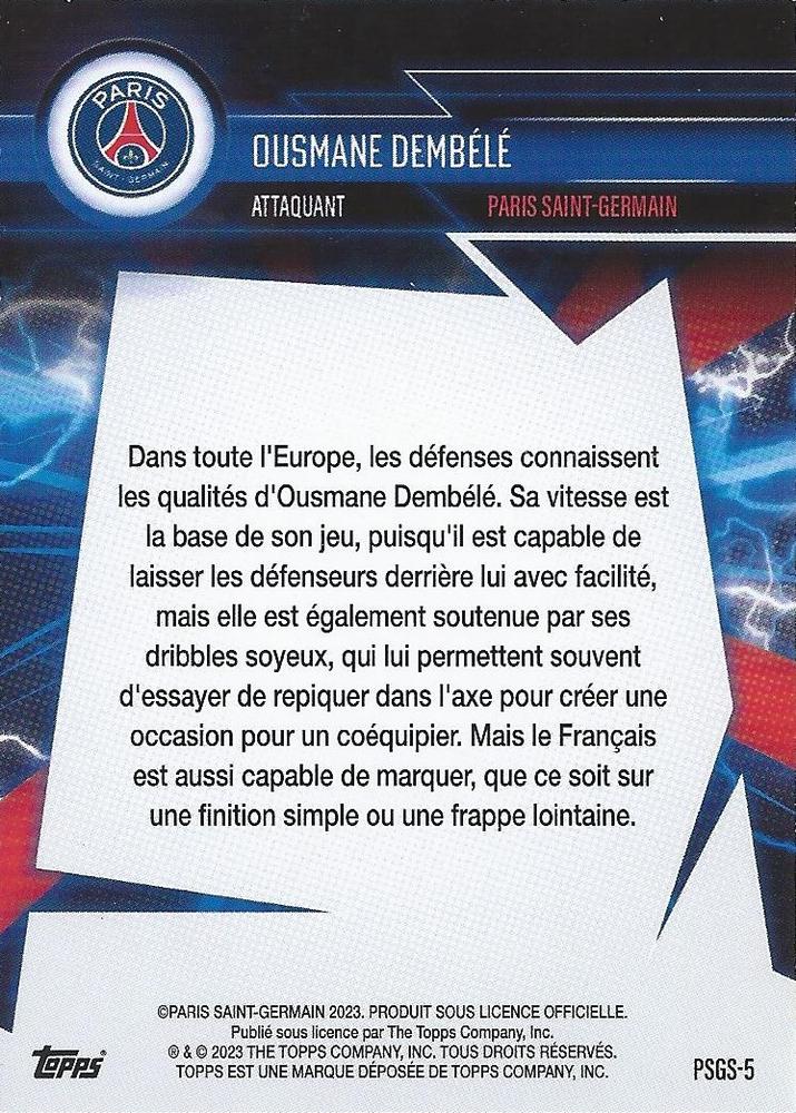 2023 Topps PSG Fan Set Super Electric Ousmane Dembélé #PSGS-5 Paris Saint-Germain