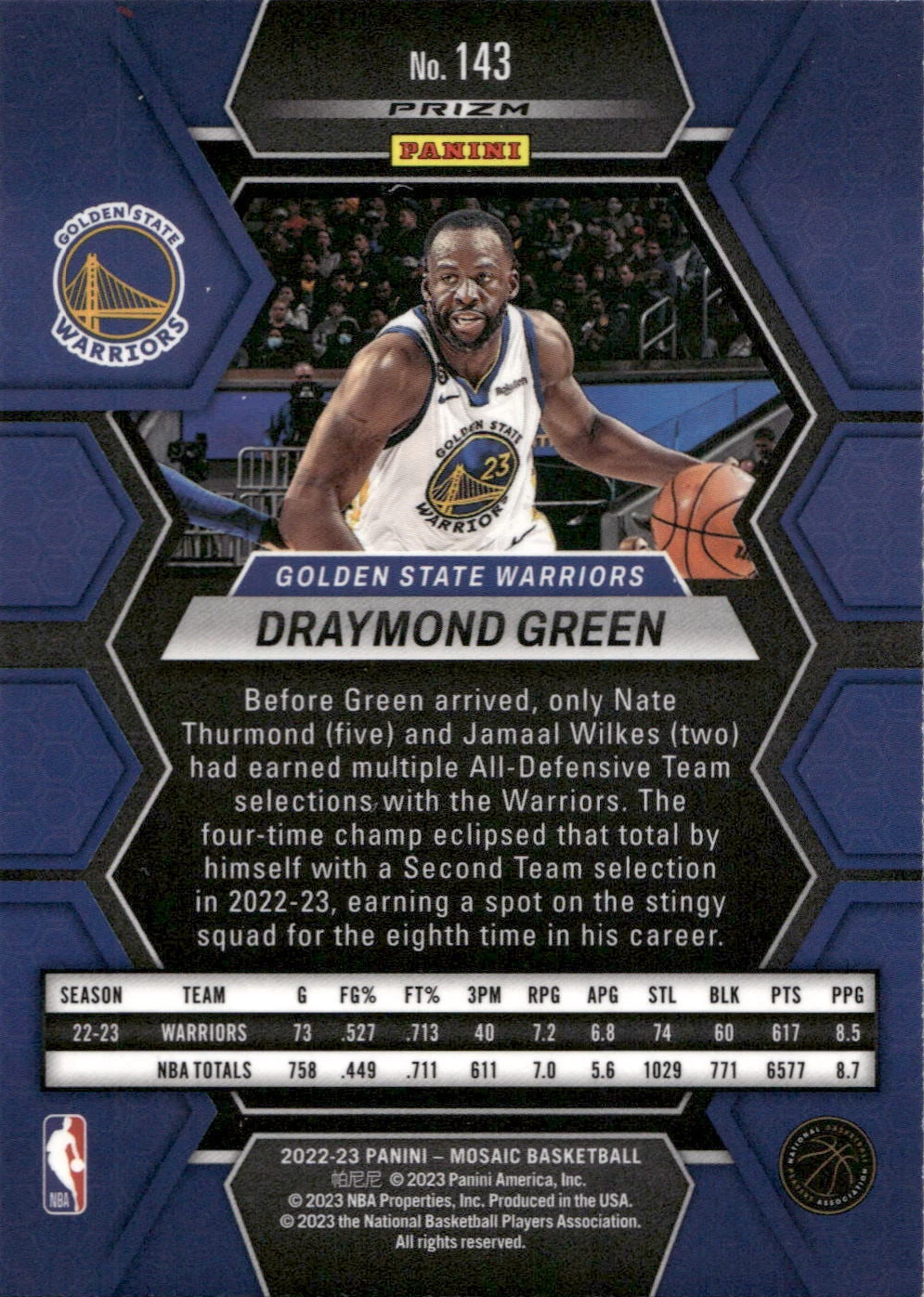 2022 Panini Mosaic Green Prizm Draymond Green #143 Golden State Warriors