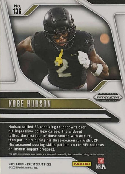 2025 Panini Prizm Draft Picks Kobe Hudson #136 UCF Knights
