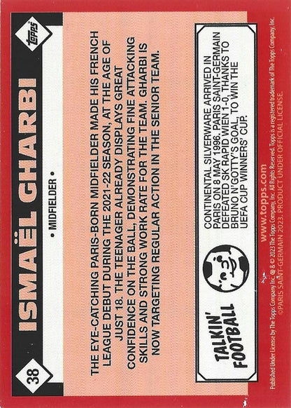 2022 Topps PSG Team Set Ismaël Gharbi #38 Paris Saint-Germain