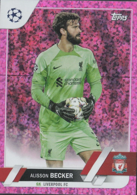 2022 Topps UCC Pink Sparkle Foil Alisson Becker #74 Liverpool