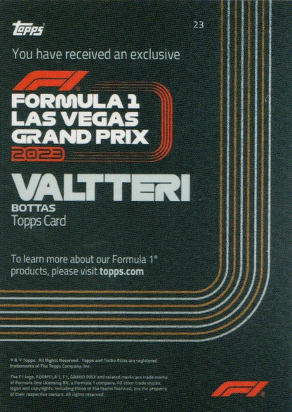 2023 Topps Las Vegas Grand Prix Valtteri Bottas #23 Alfa Romeo F1 Team Kick