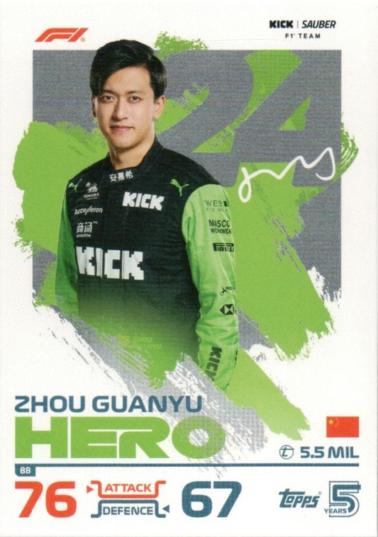 2024 Topps Turbo Attax F1 Zhou Guanyu #88 Stake F1 Team KICK Sauber