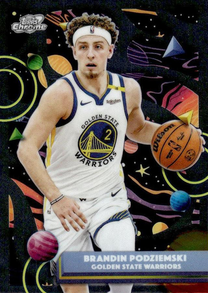 2025 Topps Chrome Cosmic Brandin Podziemski #154 Golden State Warriors