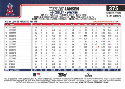 2025 Topps Series 2 Kenley Jansen Los Angeles Angels #375