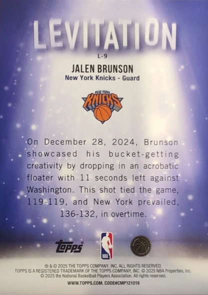 2025 Topps NBA Levitation Jalen Brunson SP L-9 New York Knicks