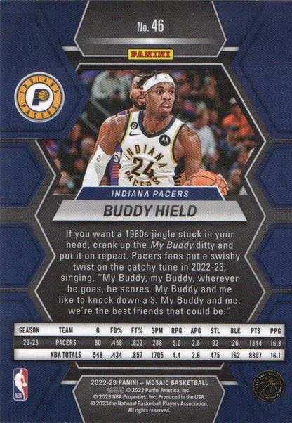 2022 Panini Mosaic Buddy Hield #46 Indiana Pacers