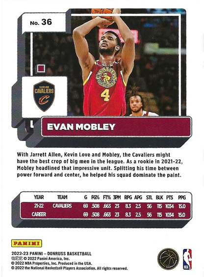 2022 Panini Donruss Evan Mobley #36 Cleveland Cavaliers