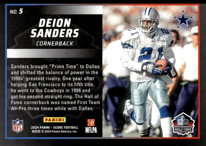 2024 Panini Score Football Men of Canton Deion Sanders Dallas Cowboys #5