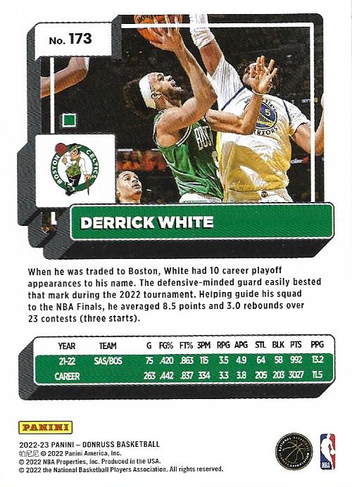 2022 Panini Donruss Derrick White #173 Boston Celtics