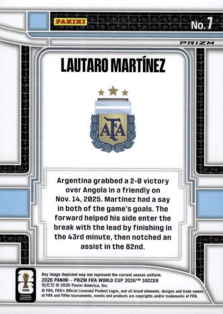 2026 Panini Prizm World Cup Silver Scorers Club Lautaro Martinez #7 Argentine
