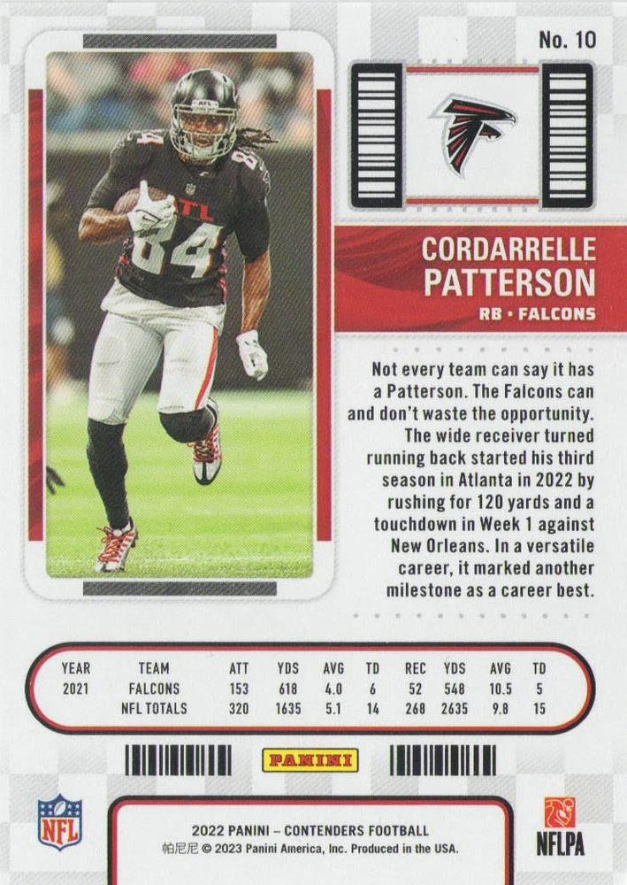 2022 Panini Contenders Cordarrelle Patterson #10 Atlanta Falcons