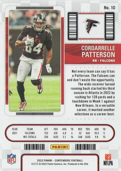 2022 Panini Contenders Cordarrelle Patterson #10 Atlanta Falcons