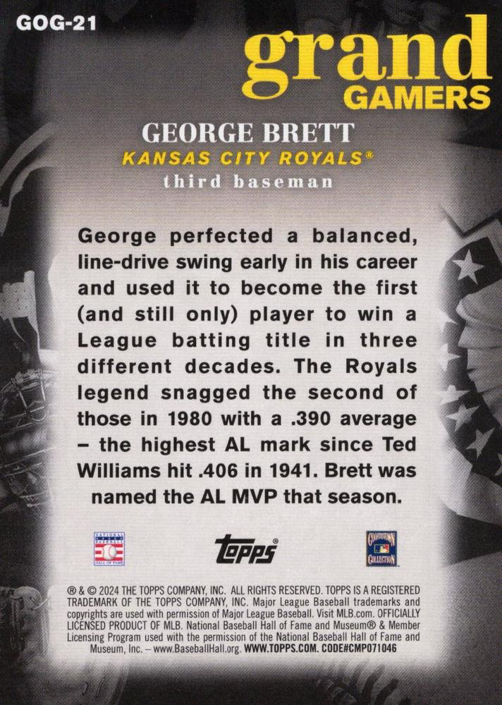 2024 Topps Series 1 Grand Gamers George Brett #GOG-21 Kansas City Royals