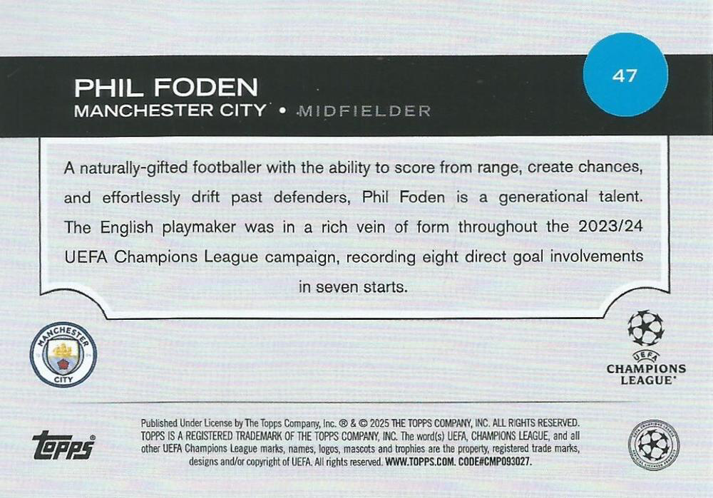 2024 Topps UCC Phil Foden #47 Manchester City