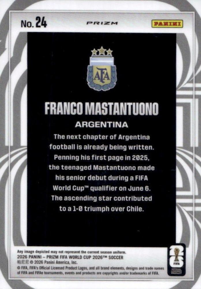 2026 Panini Prizm FIFA World Cup Screamers Franco Mastantuono #24 Argentine