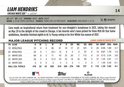 2024 Topps Big League Common Liam Hendriks Chicago White Sox #14