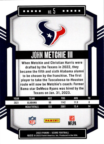 2023 Panini Score Football John Metchie III Houston Texans #5
