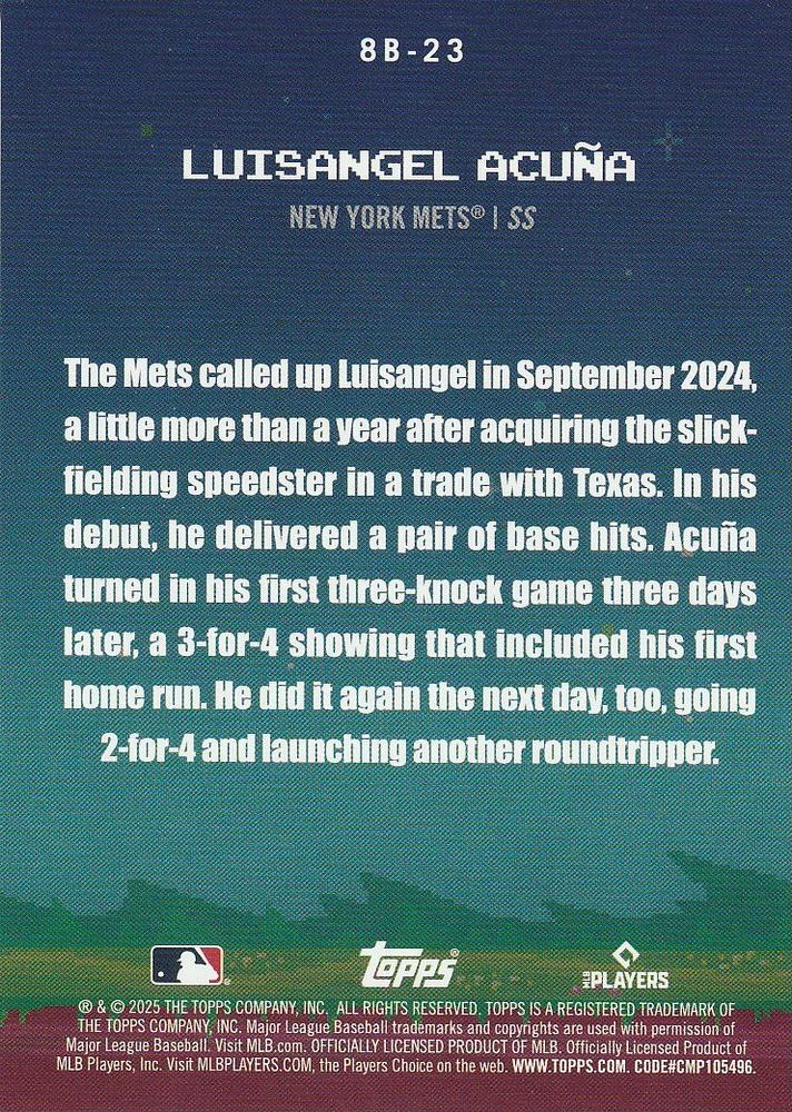 2025 Topps Series 1 8-Bit Ballers Luisangel Acuña New York Mets #8B-23
