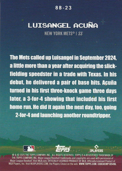 2025 Topps Series 1 8-Bit Ballers Luisangel Acuña New York Mets #8B-23