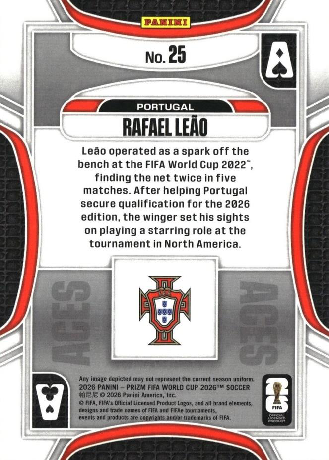 2026 Panini Prizm World Cup Aces Rafael Leao #25 Portugal