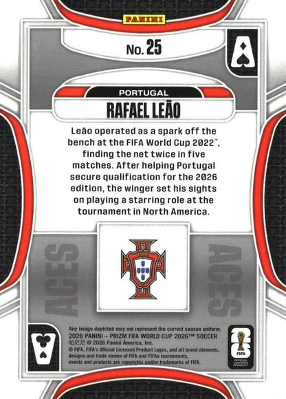 2026 Panini Prizm World Cup Aces Rafael Leao #25 Portugal