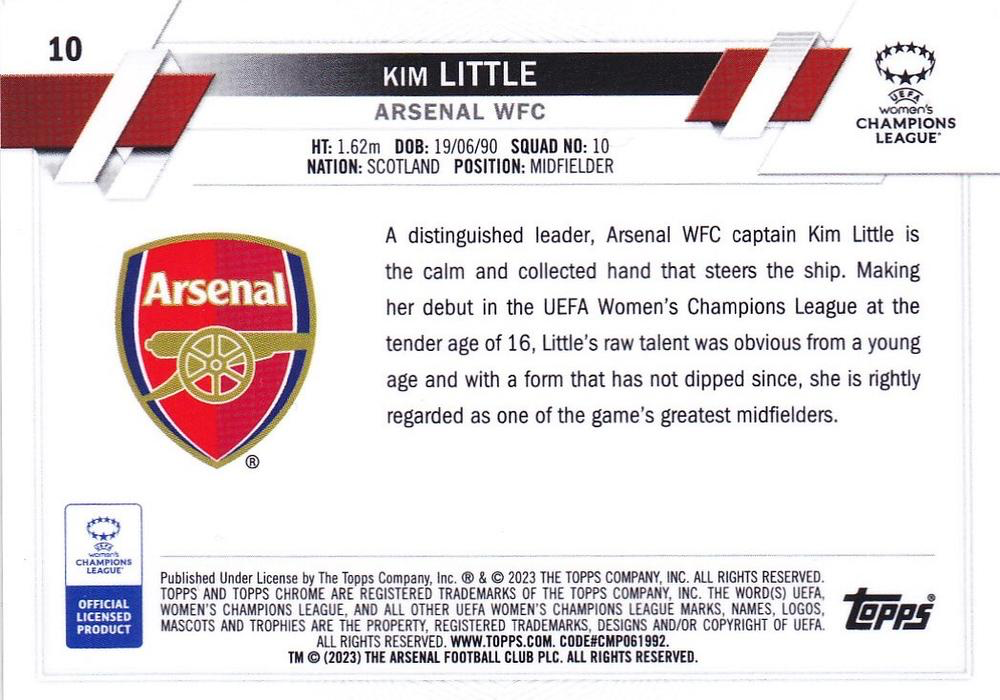2022 Topps Chrome UCC Women's Kim Little #10 Arsenal W.F.C.
