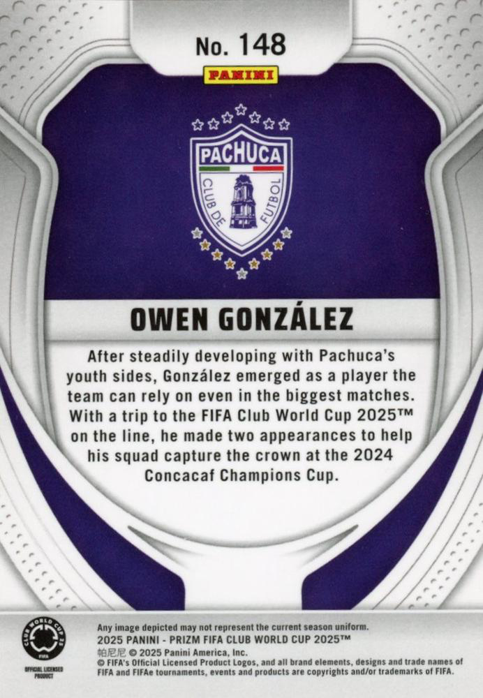 2025 Panini Prizm Club World Cup Owen Gonzalez RC #148 CF Pachuca