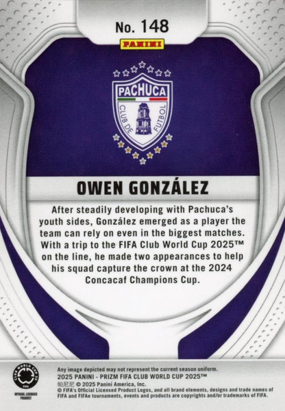 2025 Panini Prizm Club World Cup Owen Gonzalez RC #148 CF Pachuca