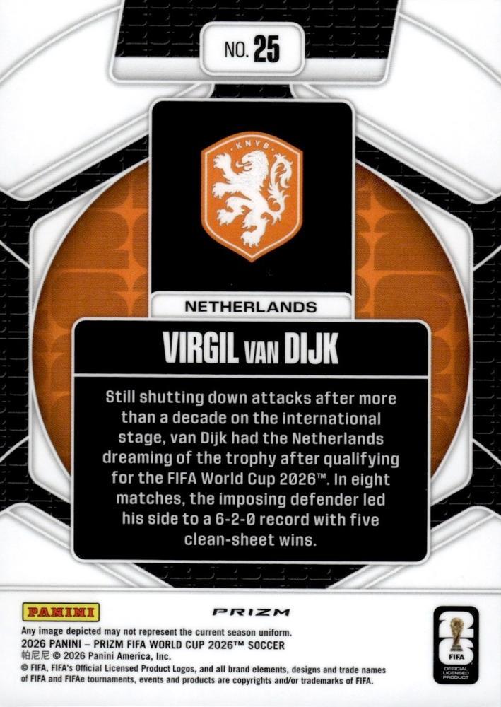 2026 Panini Prizm World Cup Trophy Hunting Virgil van Dijk #25 Pays-Bas