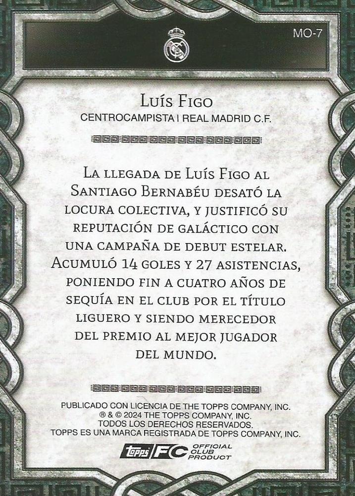 2024 Topps Real Madrid Fan Set Monolith Luís Figo #MO-7 Real Madrid CF