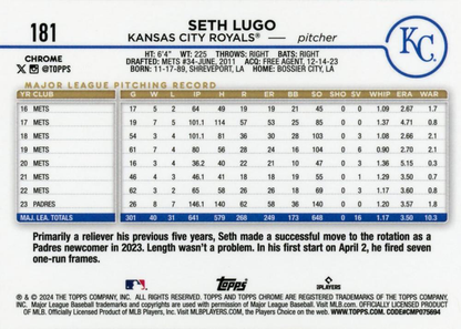 2024 Topps Chrome Seth Lugo Kansas City Royals #181