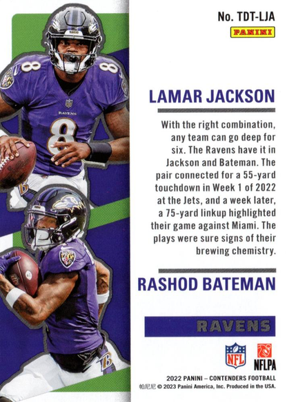 2022 Panini Contenders Touchdown Tandems Emerald Jackson / Bateman #TDT-LJA Ravens