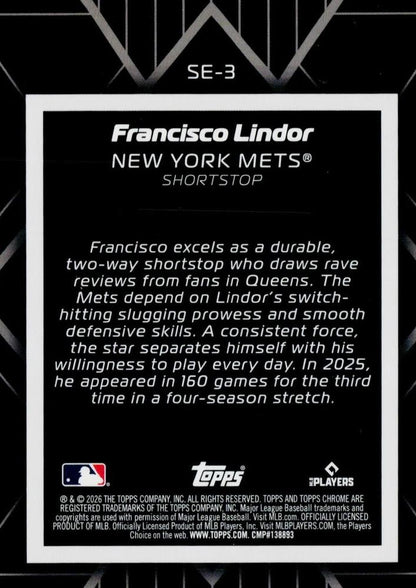 2026 Topps Chrome Shadow Etch Francisco Lindor #SE-3 New York Mets