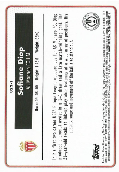 2021 Topps Merlin UEFA Club Competitions Sofiane Diop U23 Stars U23-1 AS Monaco