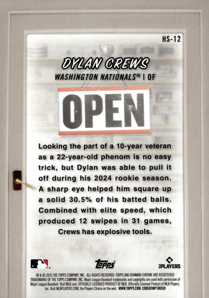 2025 Topps Bowman Hobby Stars Dylan Crews Washington Nationals #HS-12