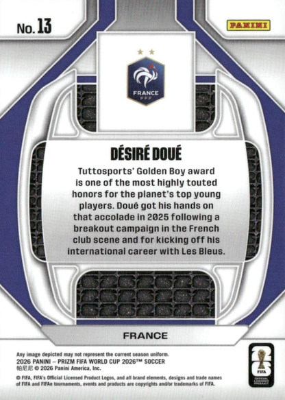 2026 Panini Prizm FIFA World Cup New Era Desire Doue #13 France