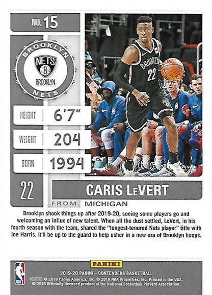 2019 Panini Contenders Caris LeVert #15 Brooklyn Nets