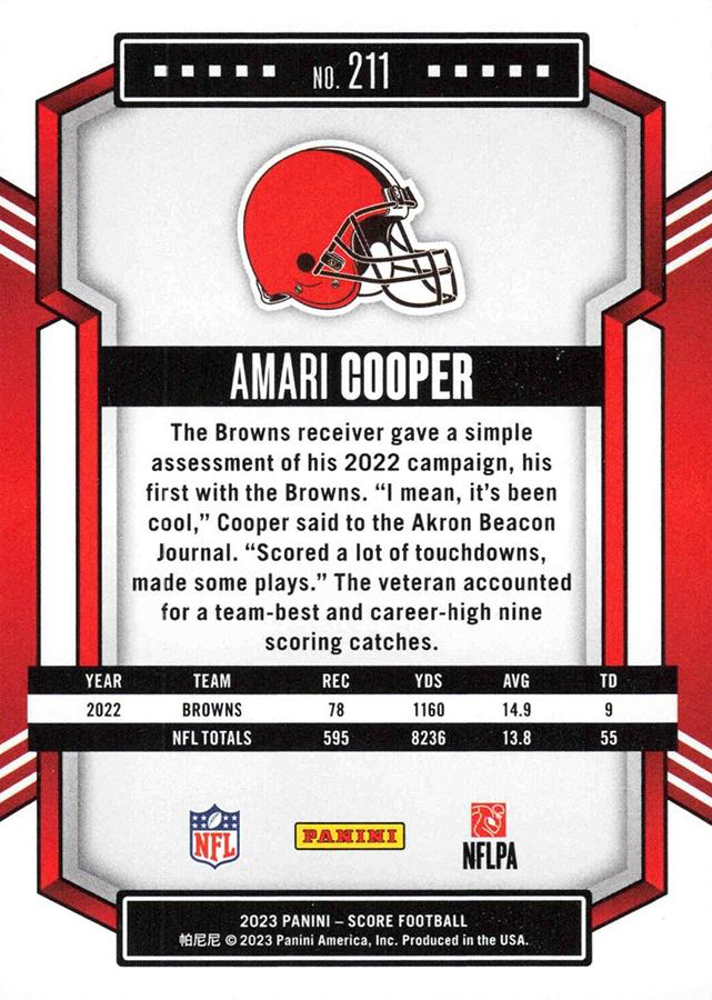 2023 Panini Score Football Amari Cooper Cleveland Browns #211