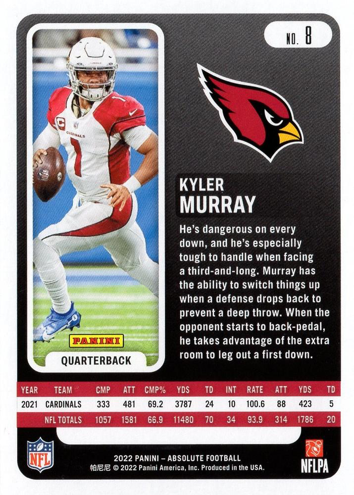 2022 Panini Absolute Kyler Murray #8 Arizona Cardinals
