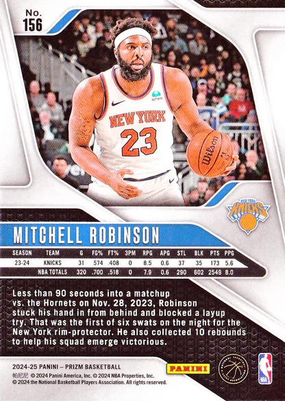 2024 Panini Prizm Mitchell Robinson #156 New York Knicks